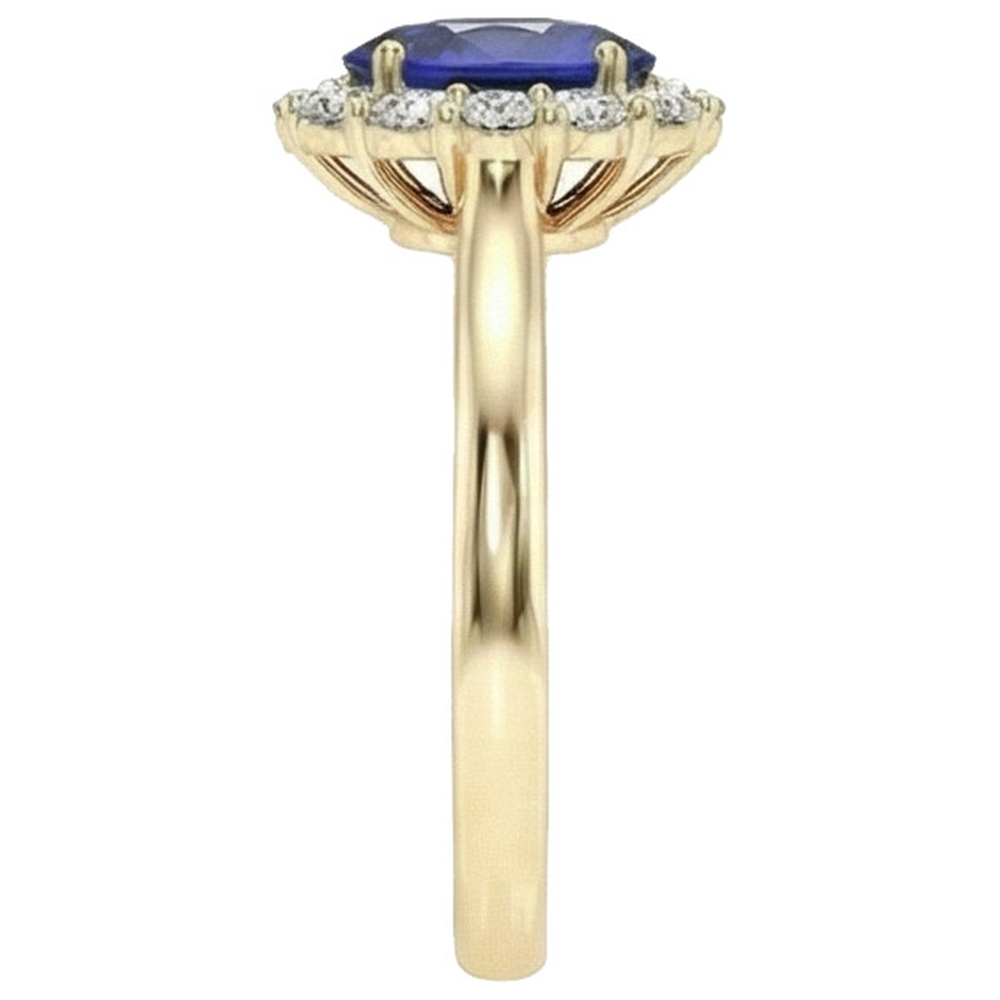natural round sapphire 5.25ct ring top view