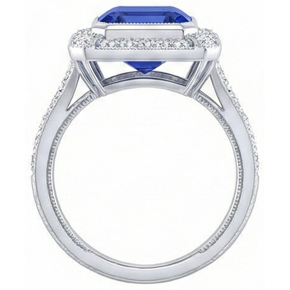 natural round sapphire 4ct watch profile view