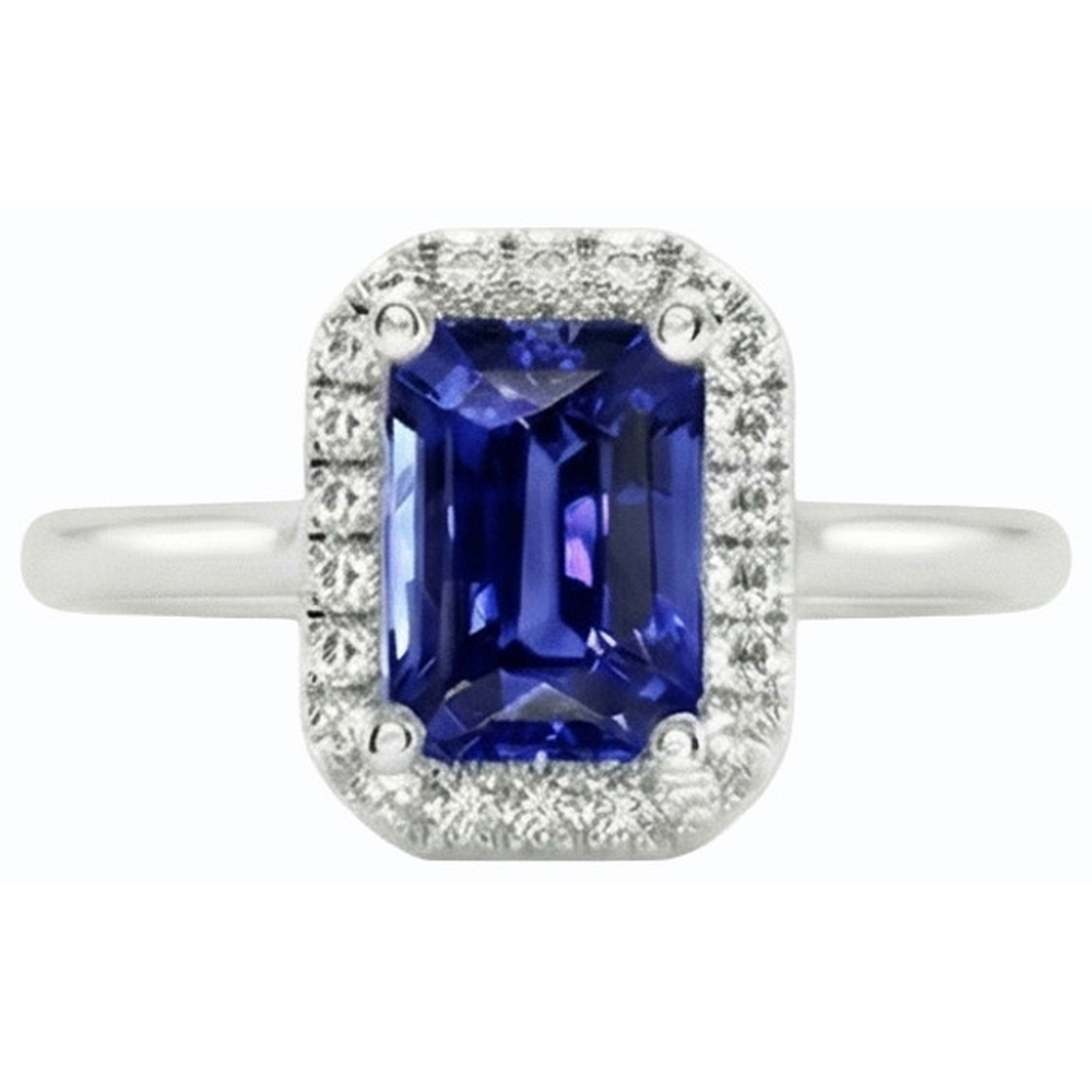 natural emerald sapphire 3ct ring top view