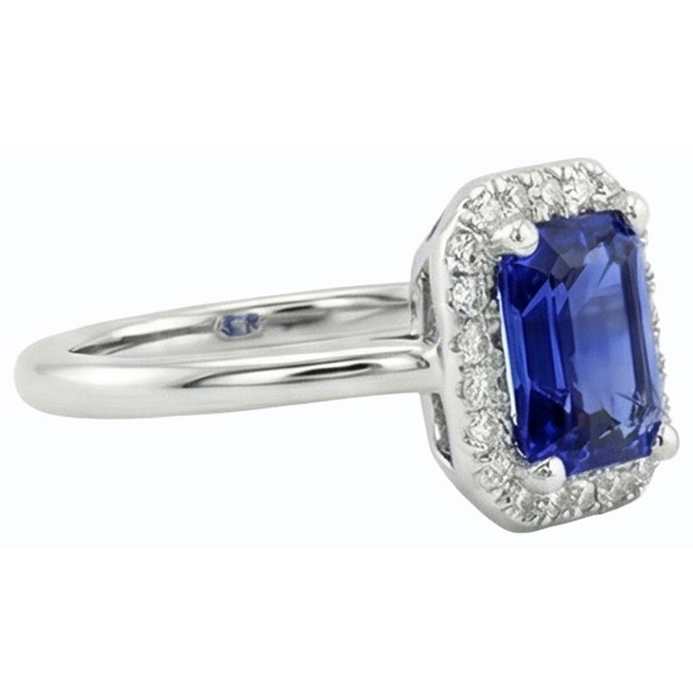 natural emerald sapphire 3ct ring profile view