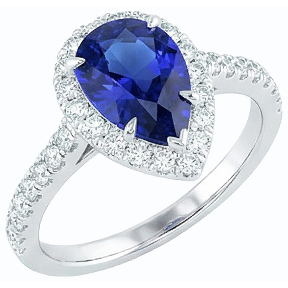 natural round sapphire 4ct ring close up detail