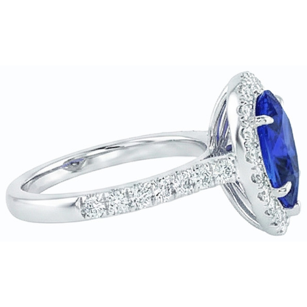 natural round sapphire 4ct ring profile view