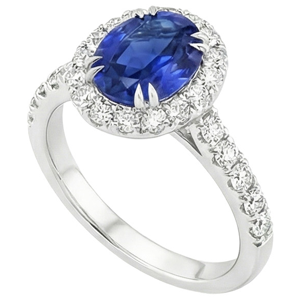 natural round sapphire 6.50ct ring side angle