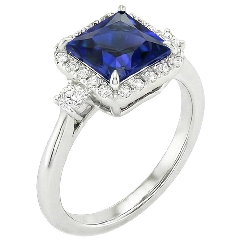 natural round sapphire 6ct ring close up detail
