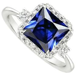 Natural Sapphire Ring 6ct - White Gold 14K