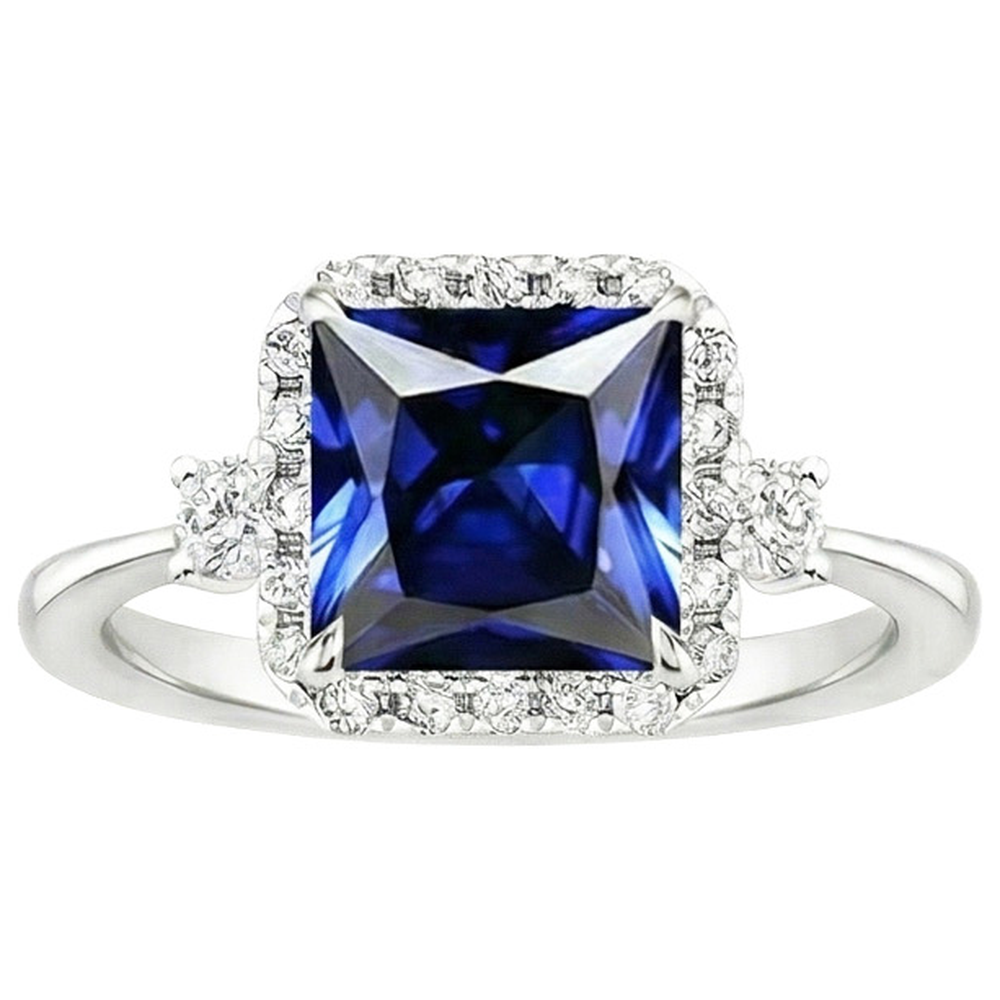 natural round sapphire 6ct ring profile view