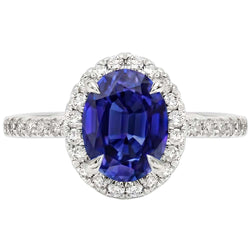 Halo Natural Earth Mined Diamond ( Not Lab Grown ) Ring Sapphire Jewelry