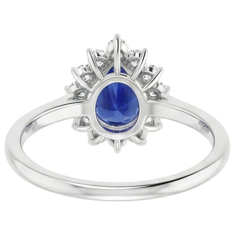 Halo Natural Earth Mined Diamond ( Not Lab Grown ) Ring Star Style Pear Sri Lankan Sapphire 2.25 Carats