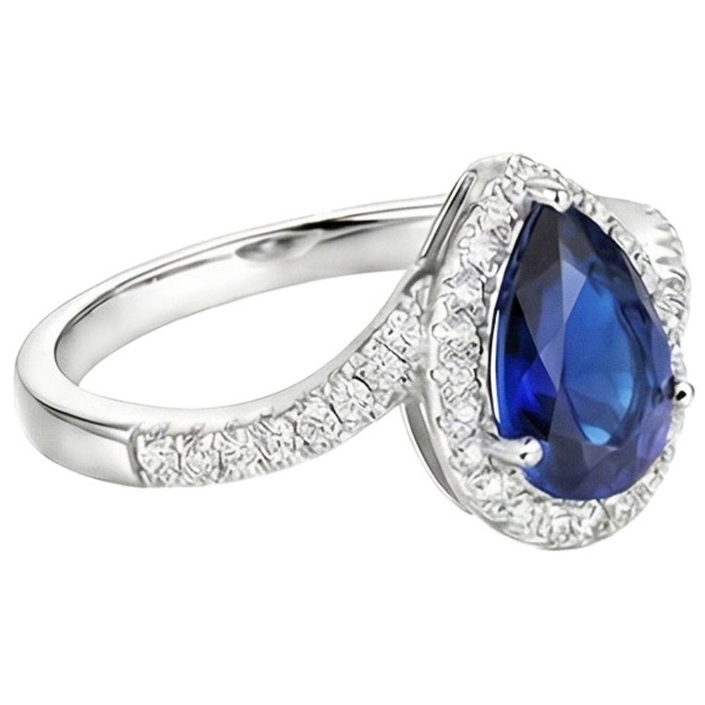 natural round sapphire 4ct ring on white background