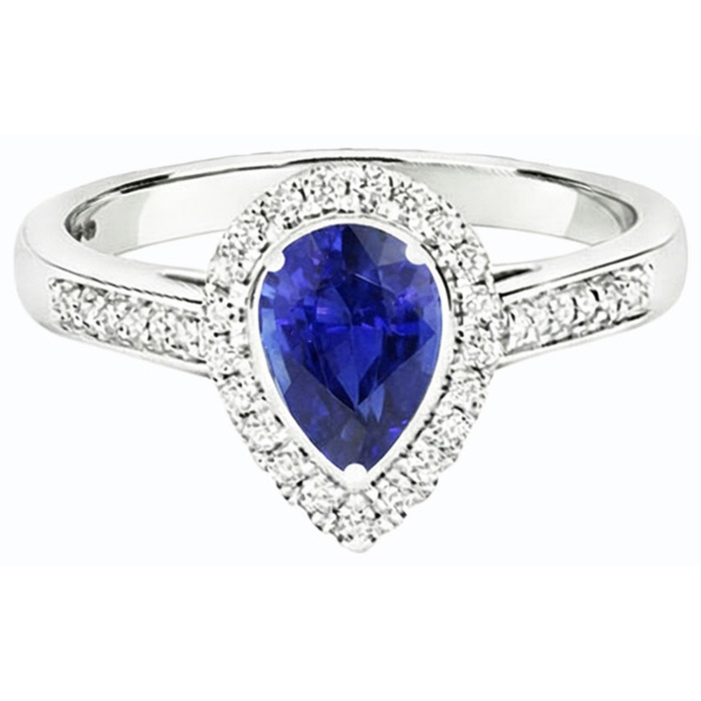 natural round sapphire 3.50ct ring top view