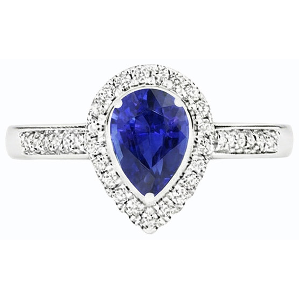 natural round sapphire 3.50ct ring on white background