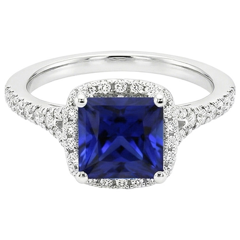 natural round sapphire 6ct ring close up detail