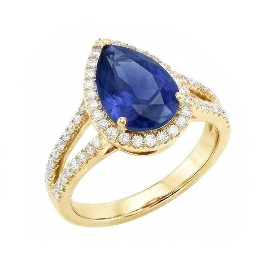 natural round sapphire 8ct ring with diamond accents