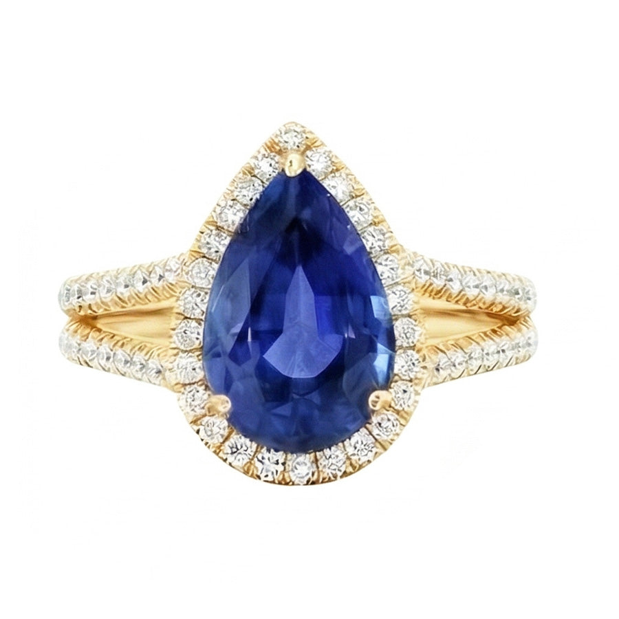 natural round sapphire 8ct ring band detail