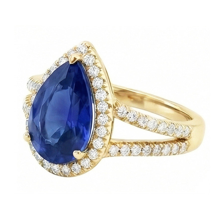 natural round sapphire 8ct ring three quarter angle