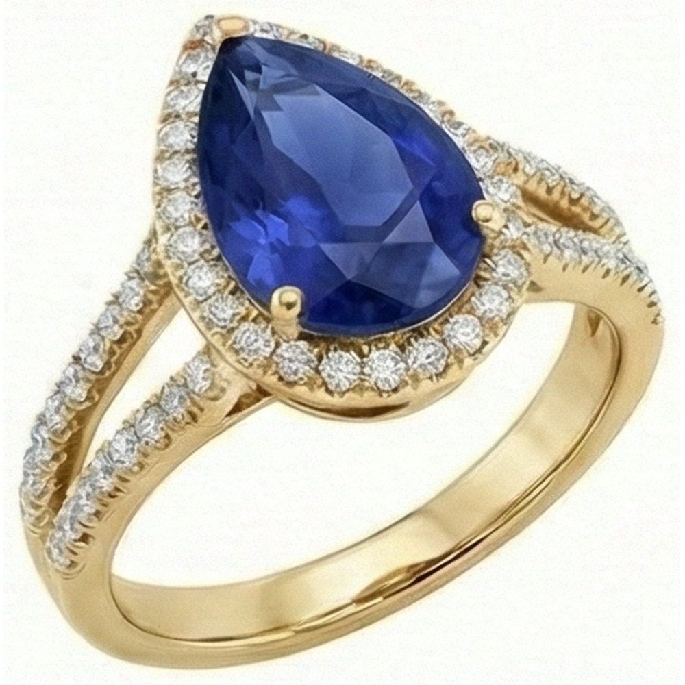natural round sapphire 8ct ring close up detail