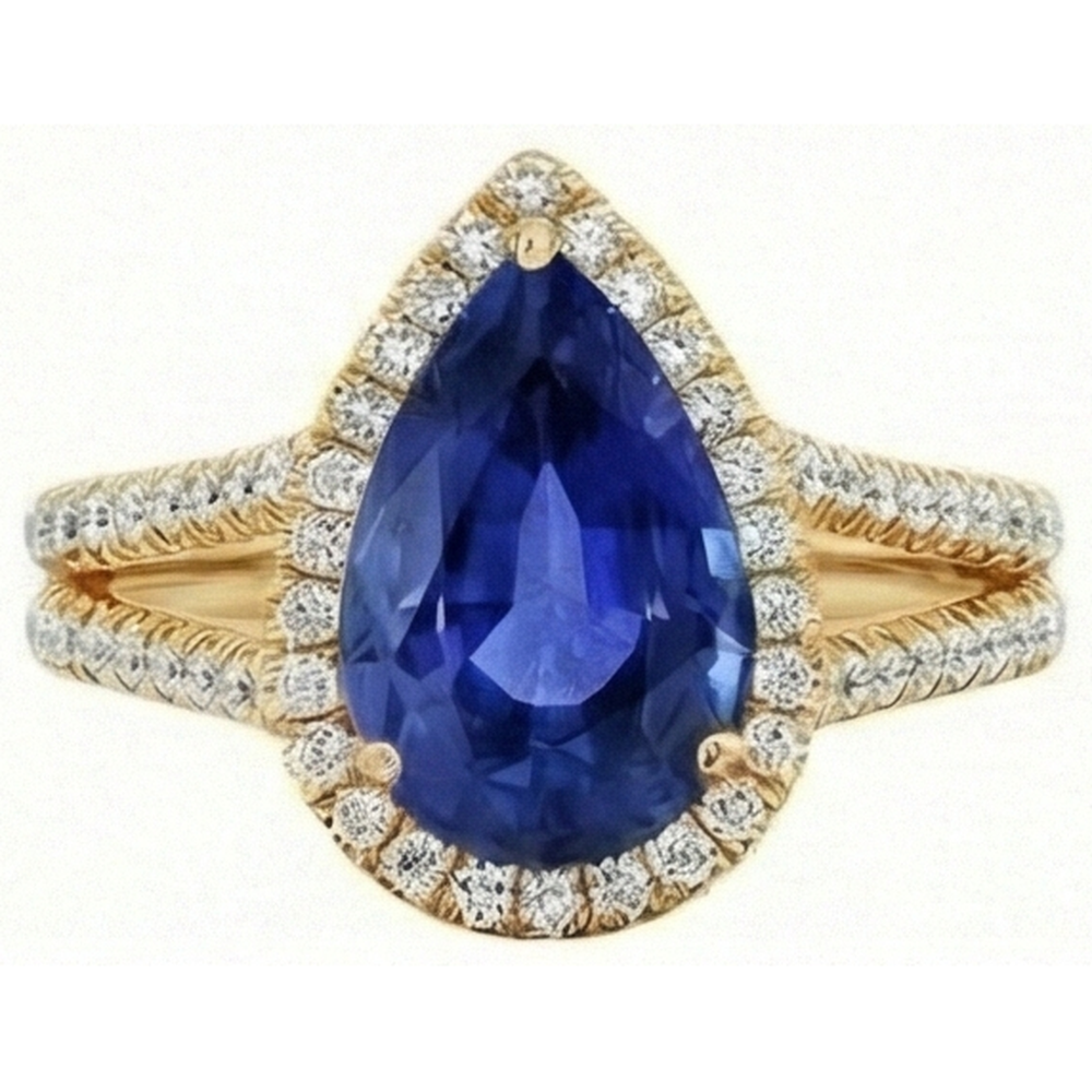 natural round sapphire 8ct ring profile view