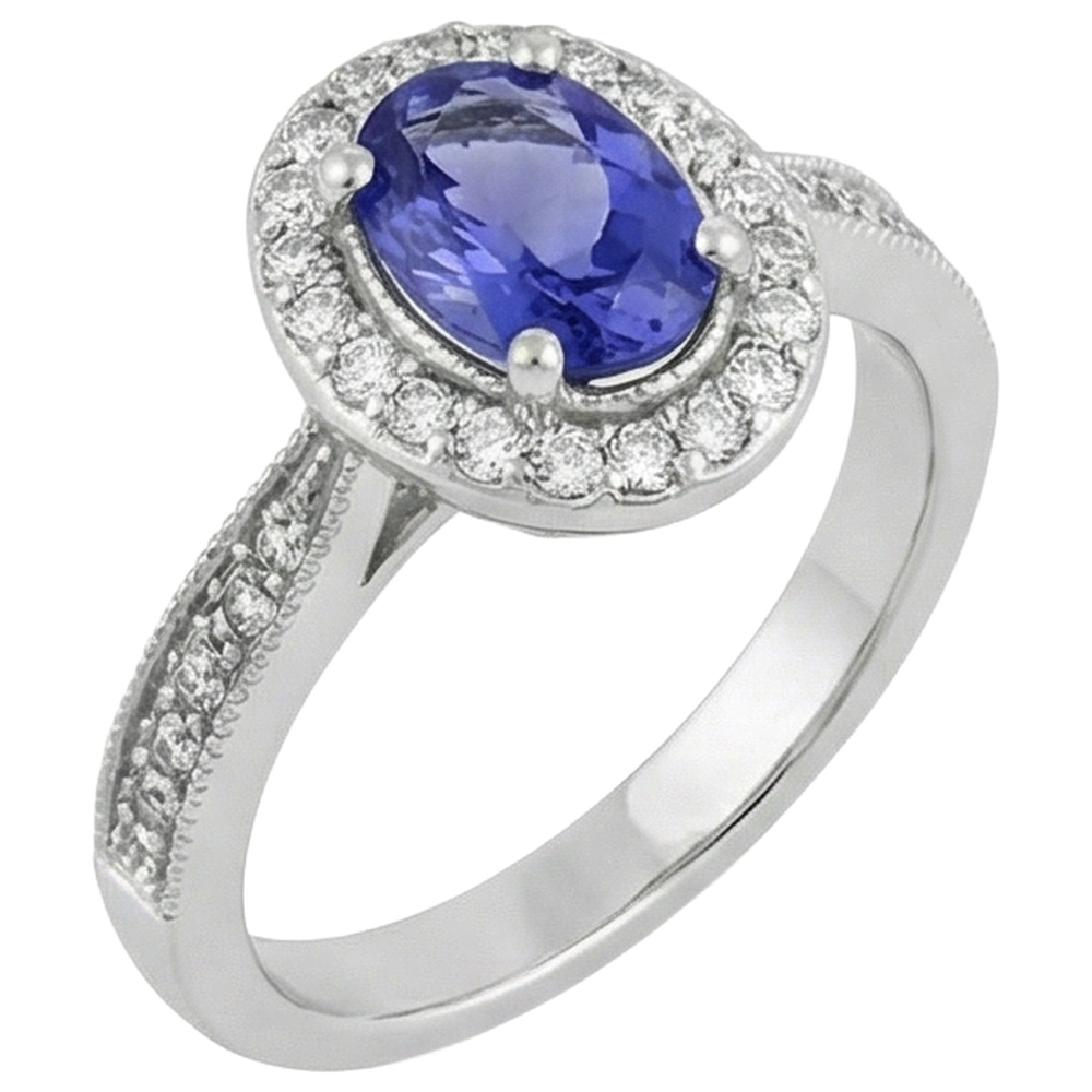 natural round tanzanite 10.25ct ring top view