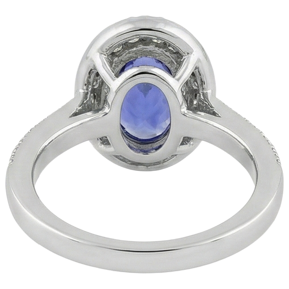 natural round tanzanite 10.25ct ring with diamond accents