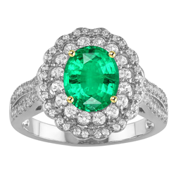 14 Karat Two Tone Gold Gemstone Ring with Fine Emerald – 2 ct