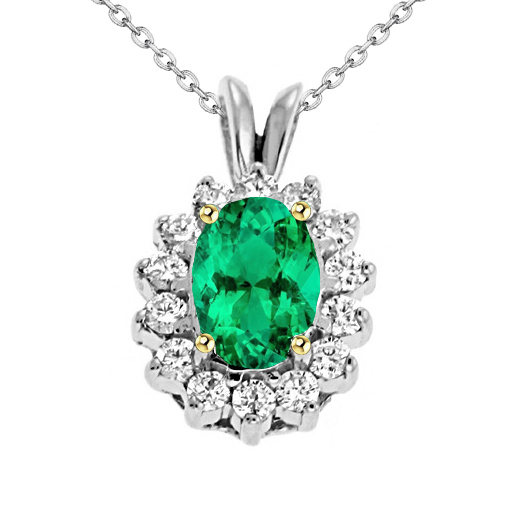 Oval Emerald ring in Two-Tone 14K Gold – main view