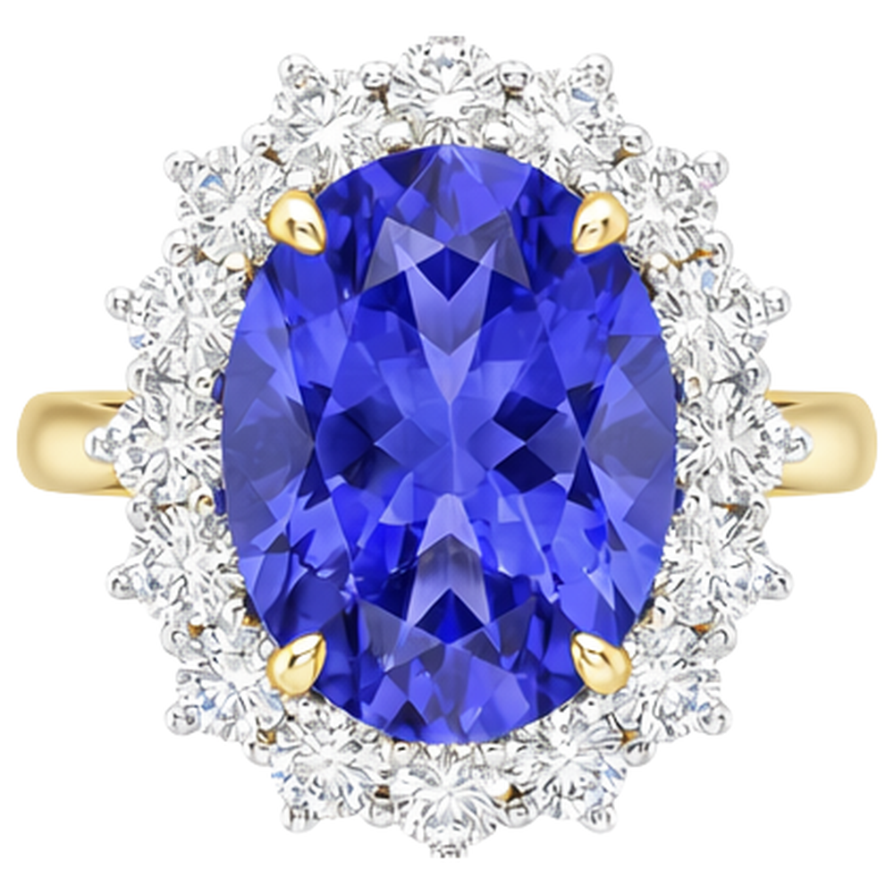 natural round tanzanite 8.50ct ring side angle