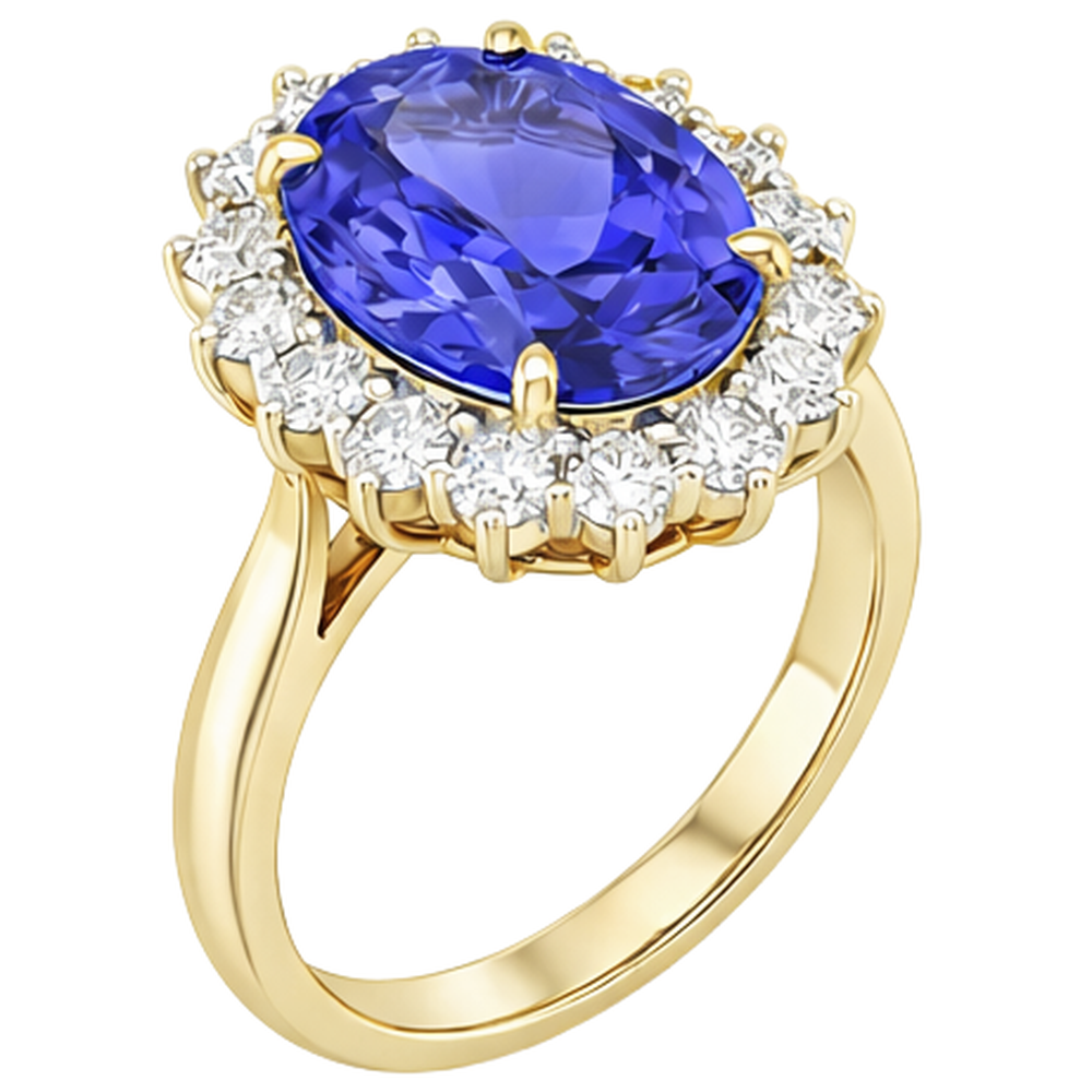 natural round tanzanite 8.50ct ring top view