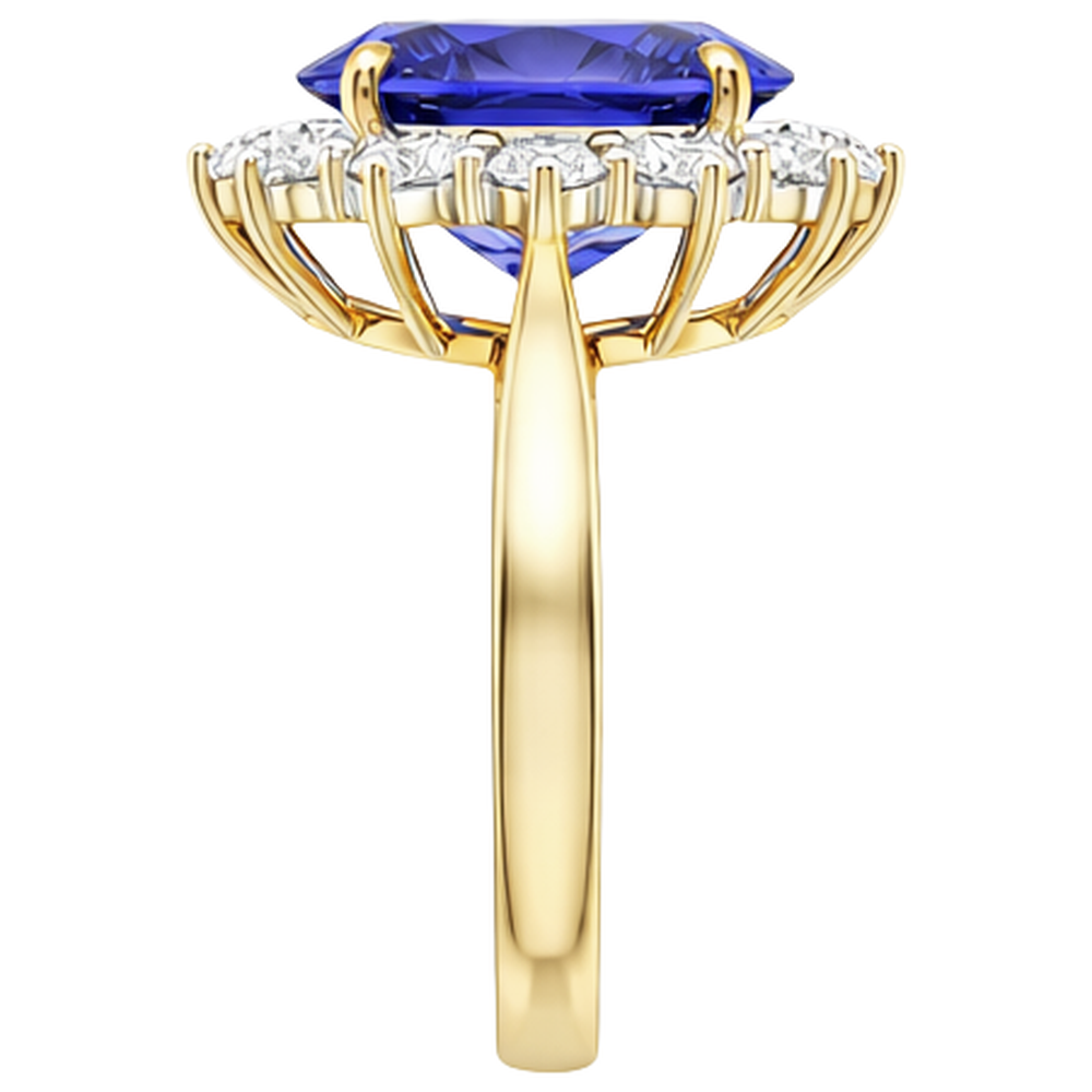 natural round tanzanite 8.50ct ring profile view