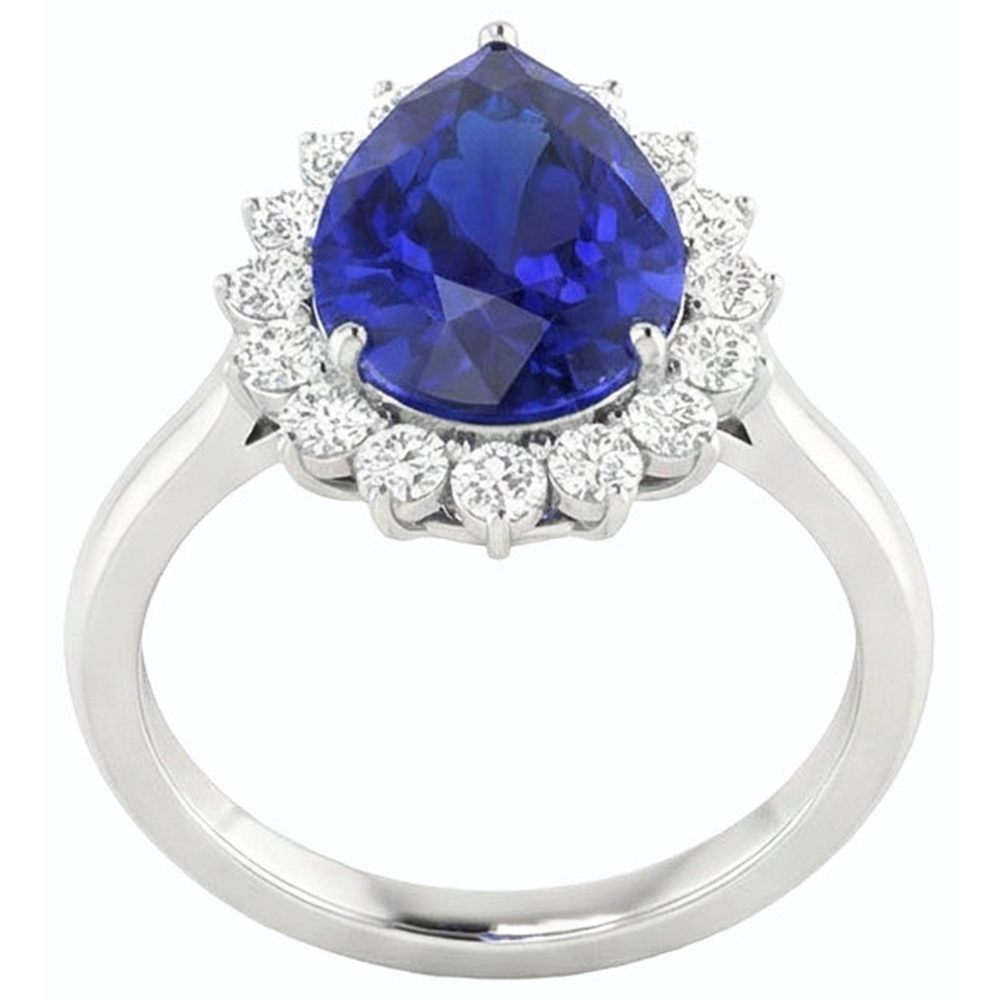 natural round sapphire 3.50ct ring side angle