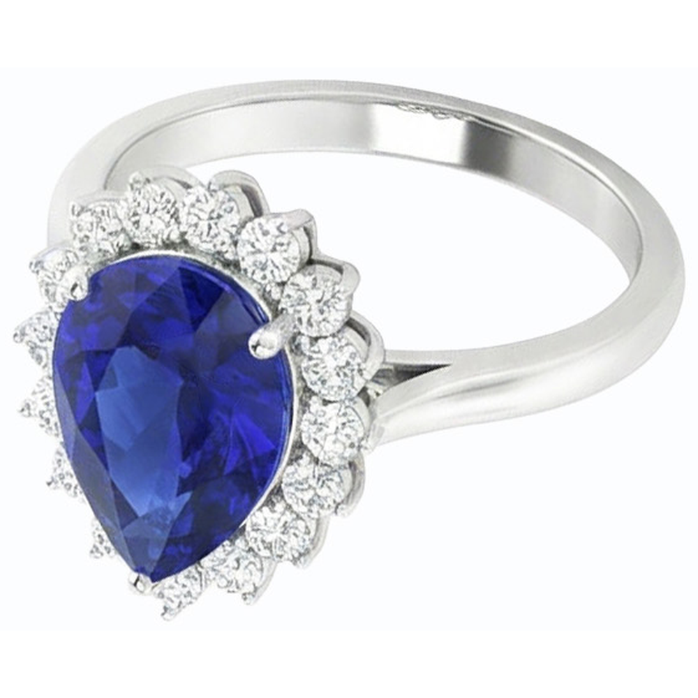 natural round sapphire 3.50ct ring top view