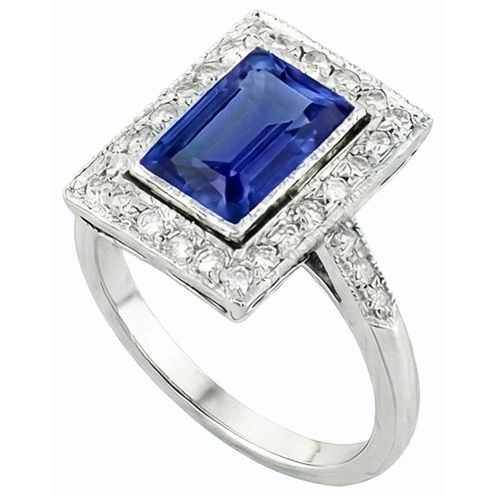natural round sapphire 4ct ring close up detail