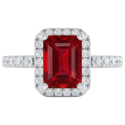 Natural Ruby Ring 4.45ct - White Gold 14K