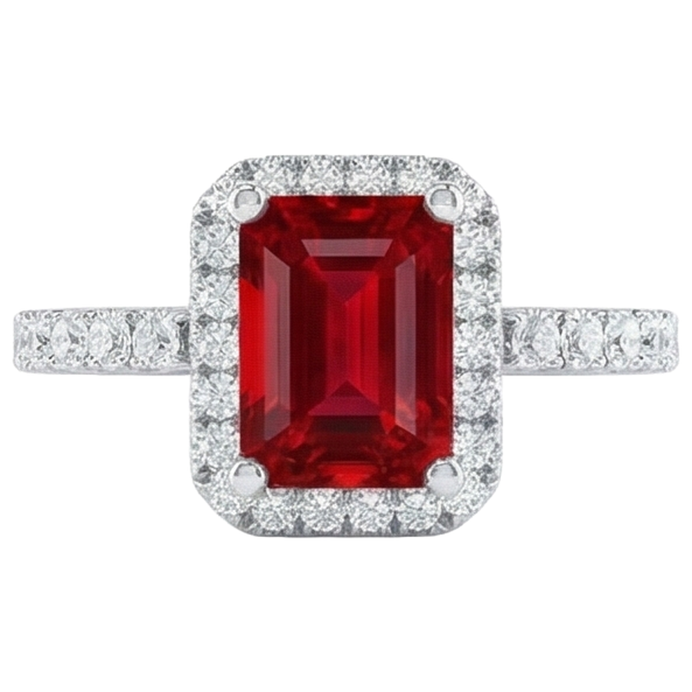 natural round ruby 4.45ct ring front view