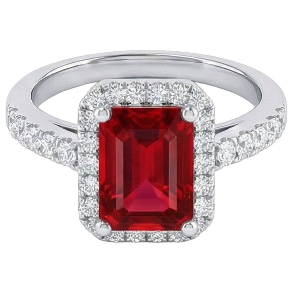 natural round ruby 4.45ct ring side angle
