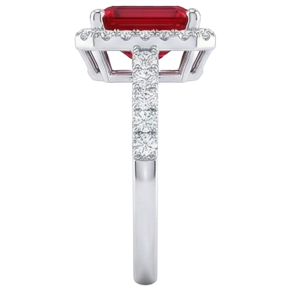 natural round ruby 4.45ct ring top view
