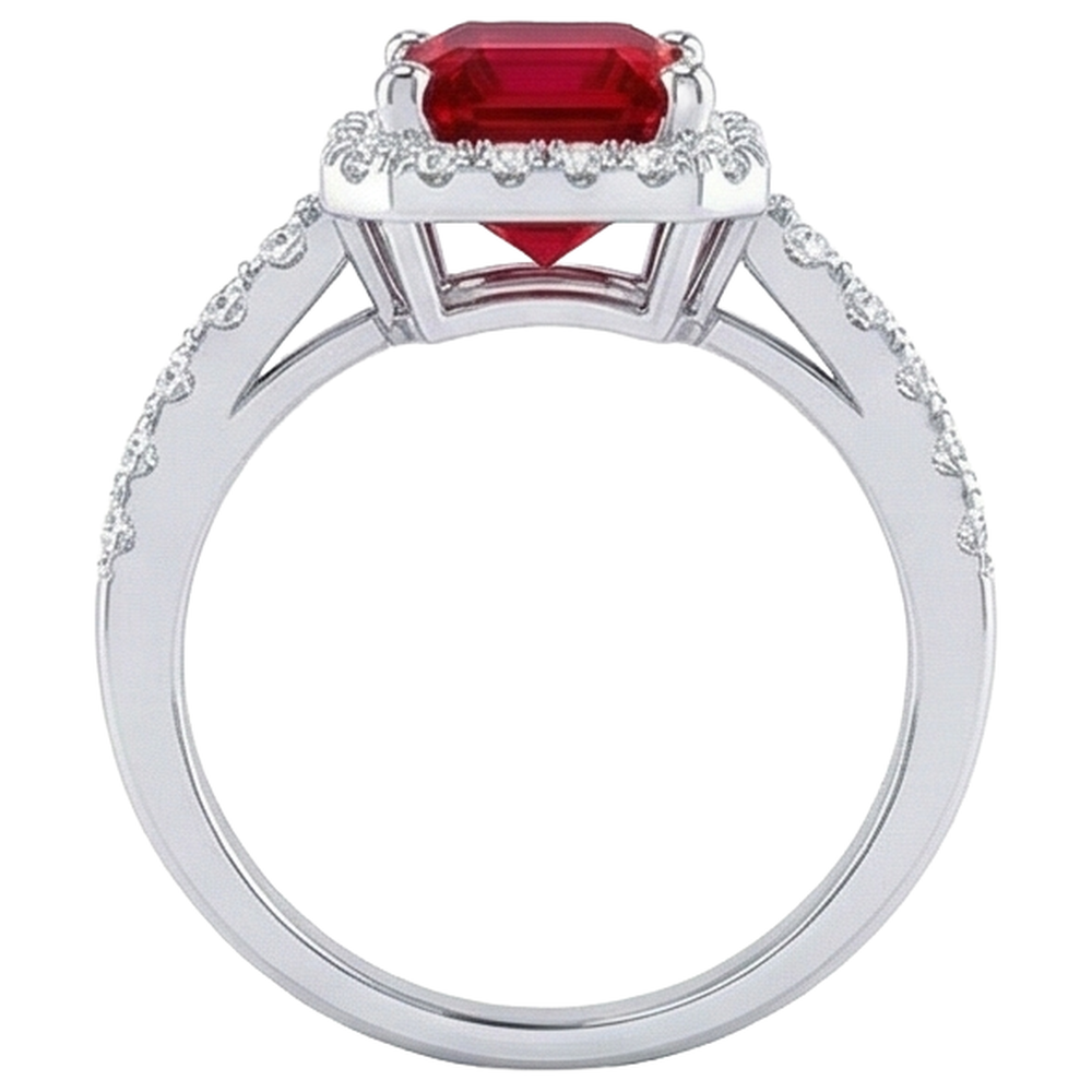 natural round ruby 4.45ct ring profile view