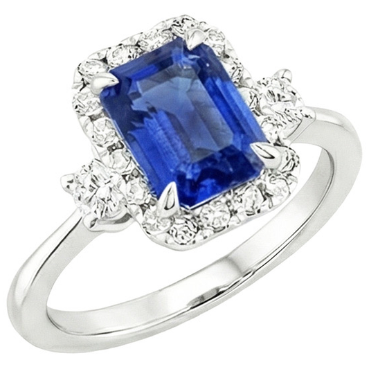 natural emerald sapphire 4.50ct ring close up detail