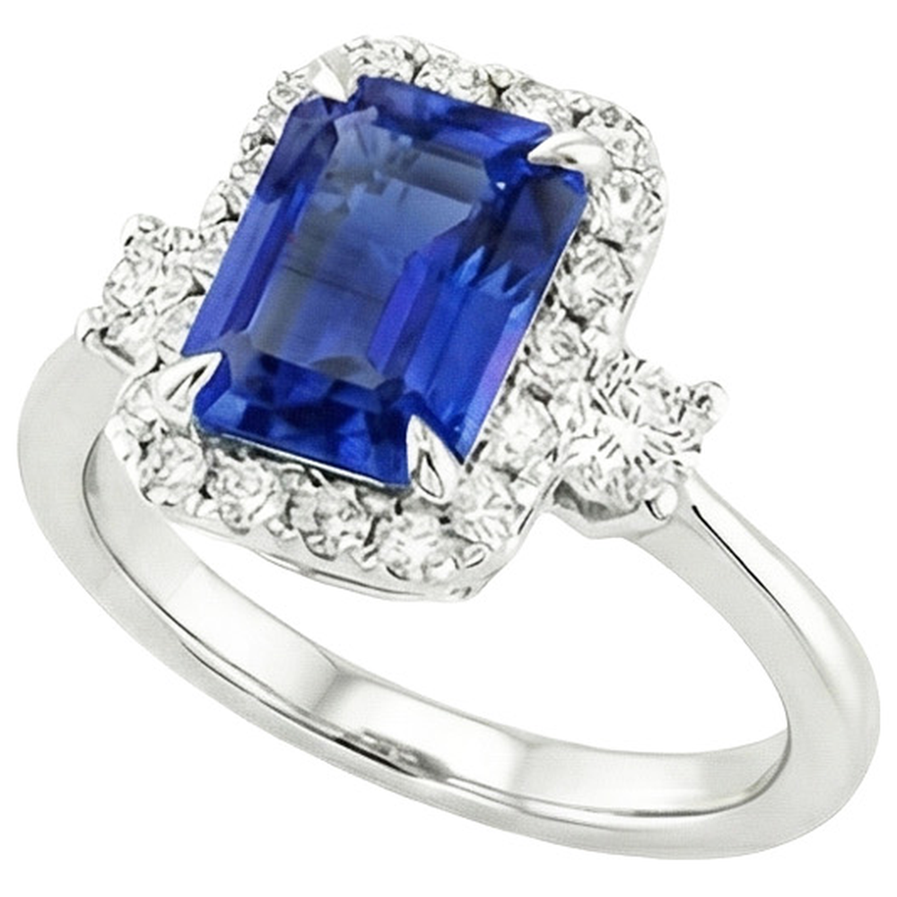 natural emerald sapphire 4.50ct ring top view