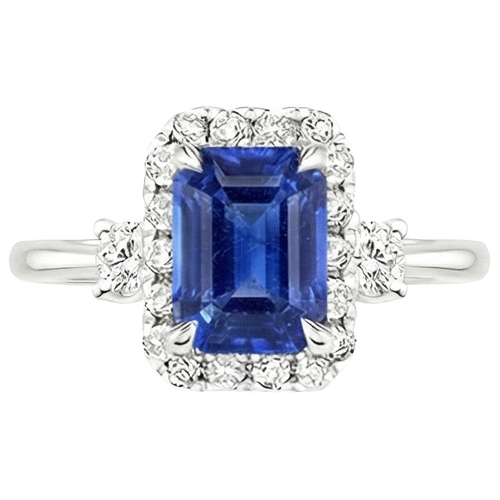 natural emerald sapphire 4.50ct ring profile view