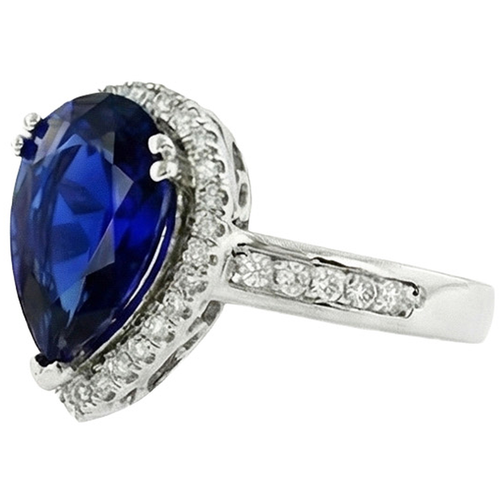 natural round sapphire 3.75ct ring profile view