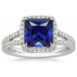 Natural Sapphire Ring 6.5ct - White Gold 14K