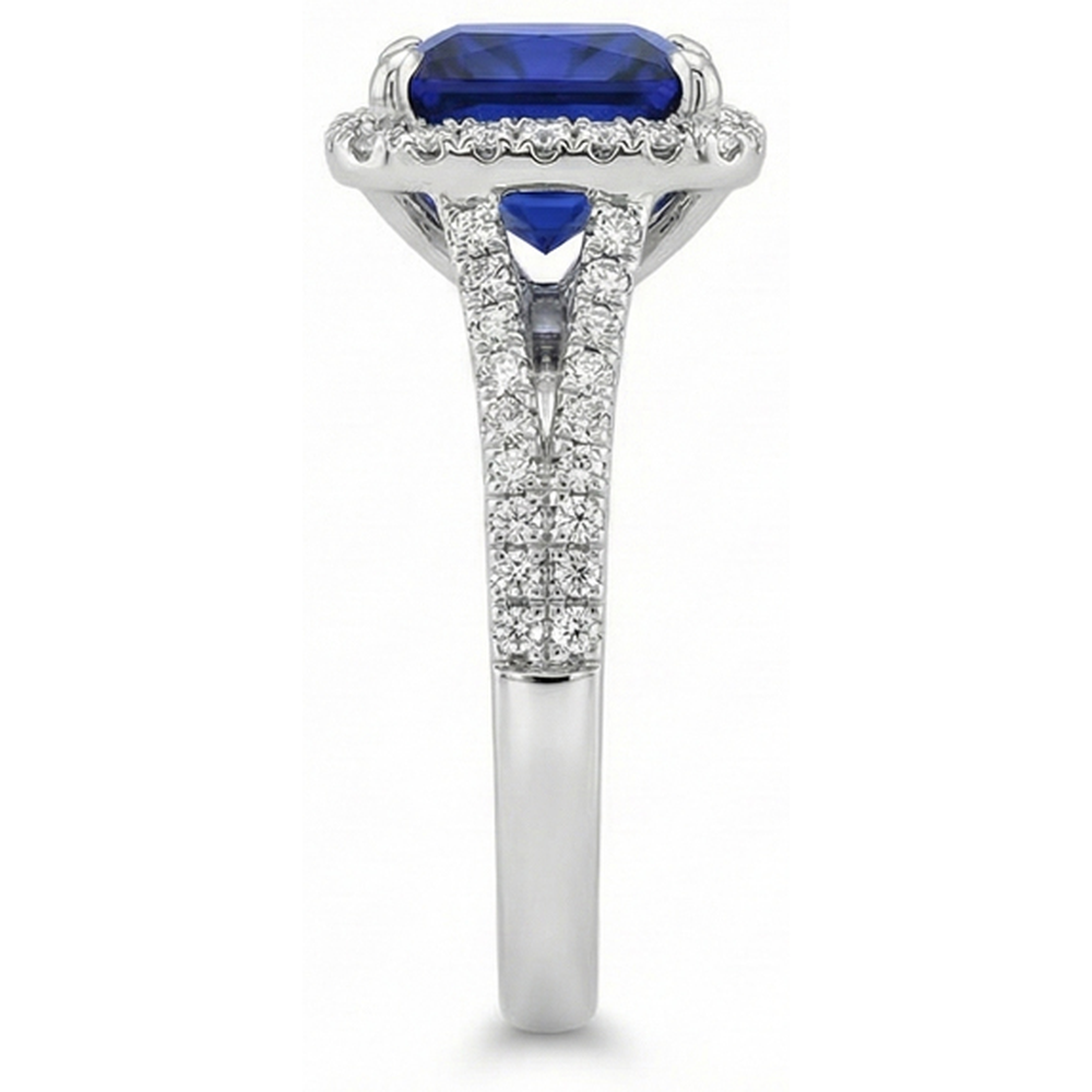 natural round sapphire 6.5ct ring band detail