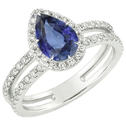 Natural Sapphire Ring 4.50ct - White Gold 14K