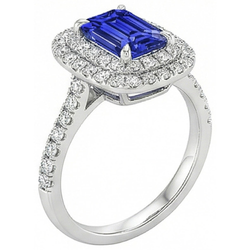Natural Sapphire Ring 5ct - White Gold 14K