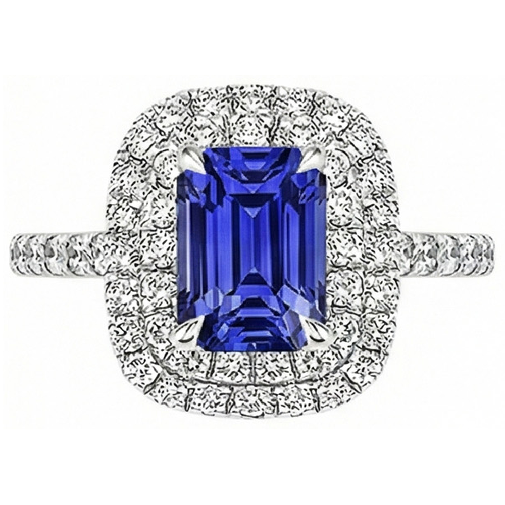 natural emerald sapphire 5ct ring profile view