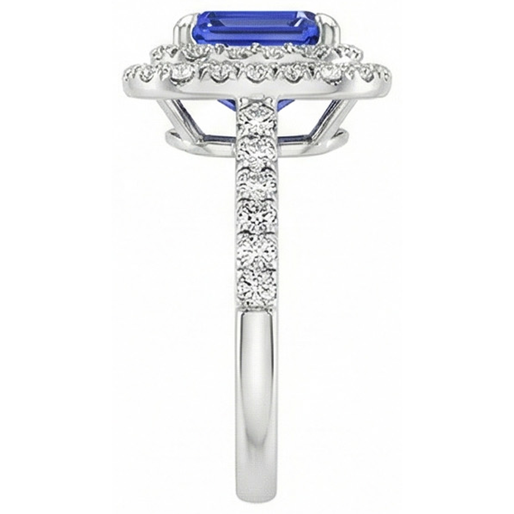 natural emerald sapphire 5ct ring on white background