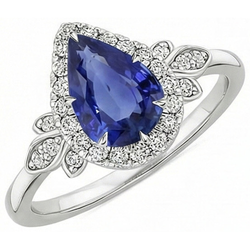 Natural Sapphire Ring 4ct - White Gold 14K