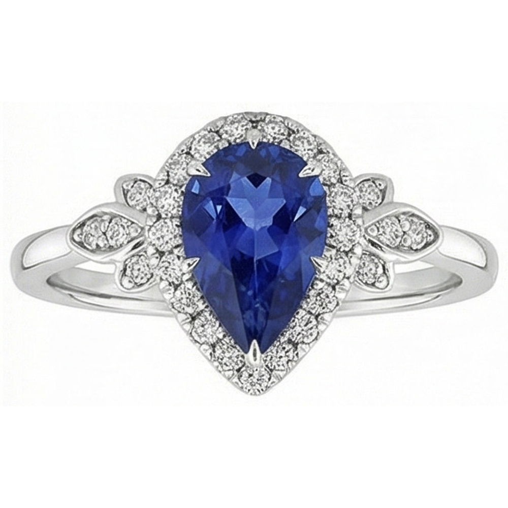 natural round sapphire 4ct ring with diamond accents