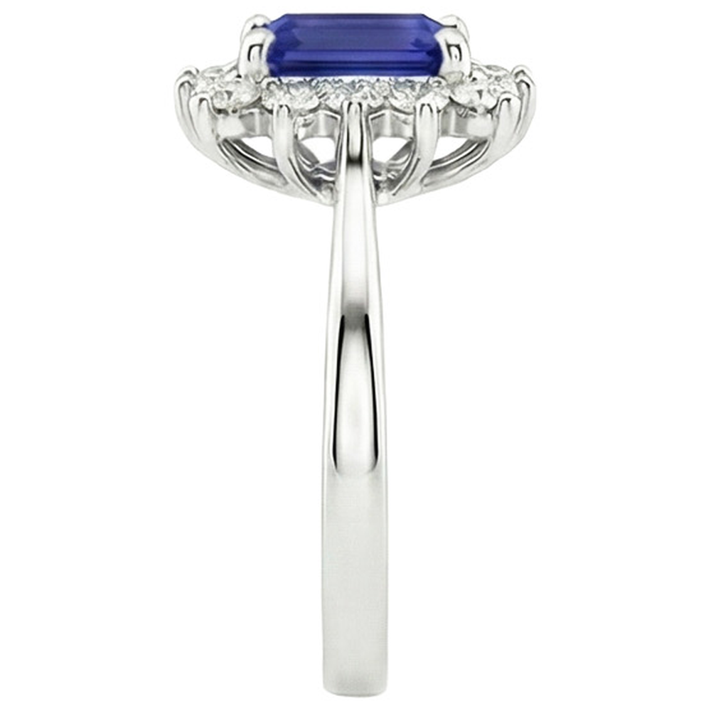 Halo Ring Flower Style Emerald Ceylon Sapphire & Natural Earth Mined Diamond ( Not Lab Grown ) 4.50 Carats