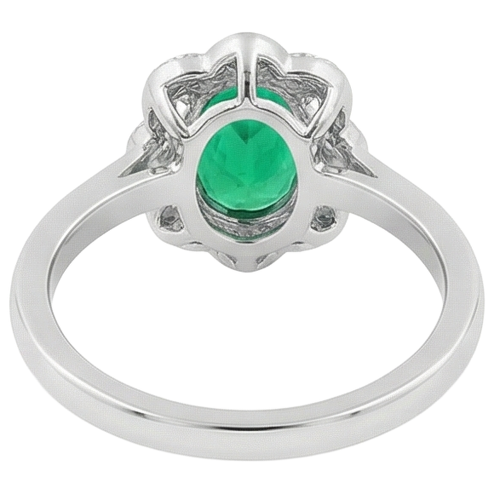 Earth-Mined Emerald Precious Stone Ring 2 ct Two-Tone 14K Gold – back view